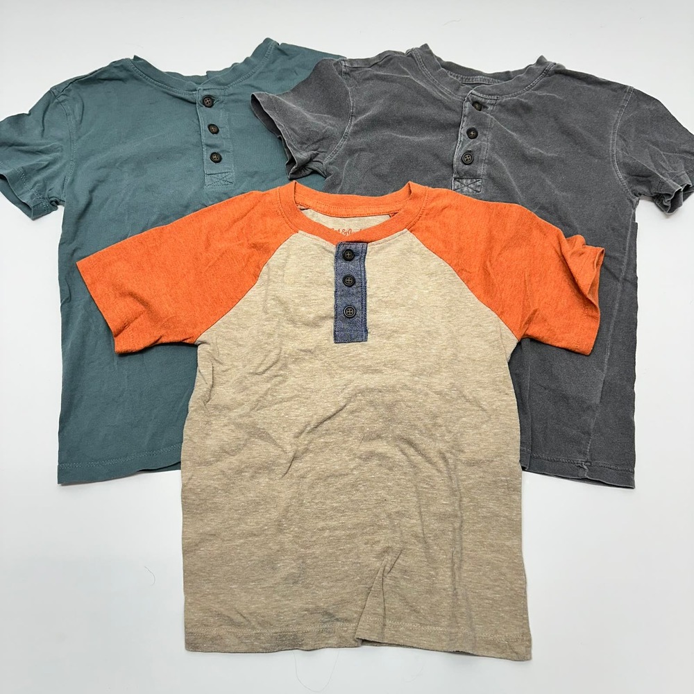 Cat & Jack Short Sleeve Henley Lot of 3 Boy's Size XS 4-5